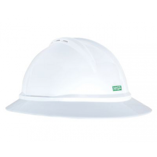 MSA 10167950 Full Brim Vented Hard Hat with Ratchet Suspension