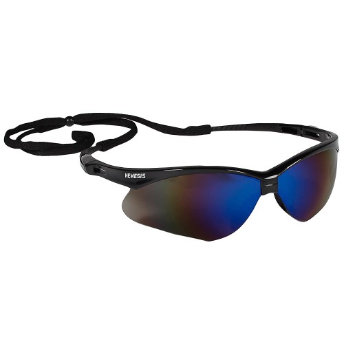 Nemesis Safety Glasses (14481)Blue Mirror Lenses with Black Frame