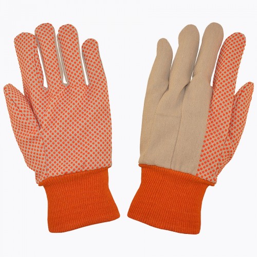 PVC Hi Vis Orange PVC Dotted Gloves 10 oz (DZ)
