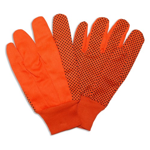 Hi Viz Orange 10oz Canvas Gloves with PVC Dots