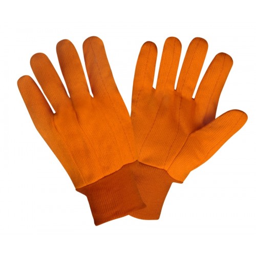 18 oz Hi Visibility Orange Double Palm Cotton Corded Gloves ( DZ )