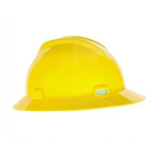  Full Brim Yellow MSA Hard Hat with Ratchet Suspension, MSA 475366