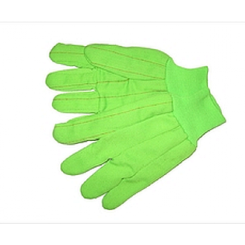 HI Viz Green 24-Oz. Double Palm Cotton/Poly Oil Field Gloves