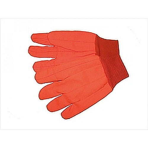 HI Viz Orange 24-Oz. Double Palm Cotton/Poly Oil Field Gloves 