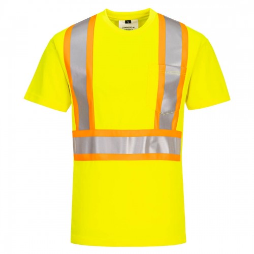  Portwest CA110 X-Back Contrast Tape Short Sleeve T-shirt - Yellow