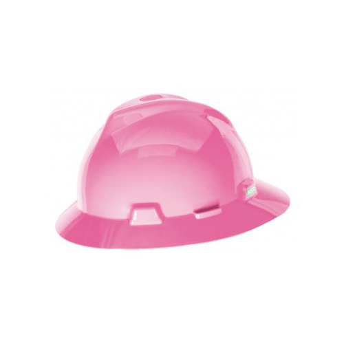 MSA 10156373 V-Gard Full Brim Hard Hat with Fas-Trac Suspension - Hot Pink
