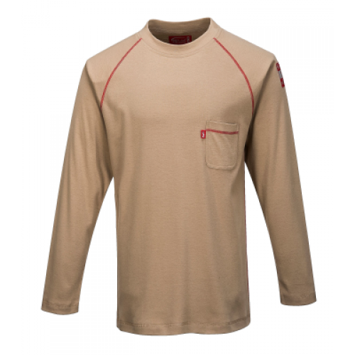 Portwest FR01 Khaki Crew FR Long Sleeve Shirt