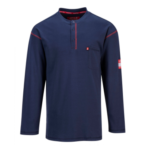 Portwest FR02 FR Long Sleeve Navy Henley Shirt