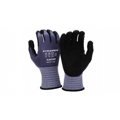 Pyramex GL601DP Micro-Foam w/ Dotted Palm - Nitrile Coated Gloves (DZ)