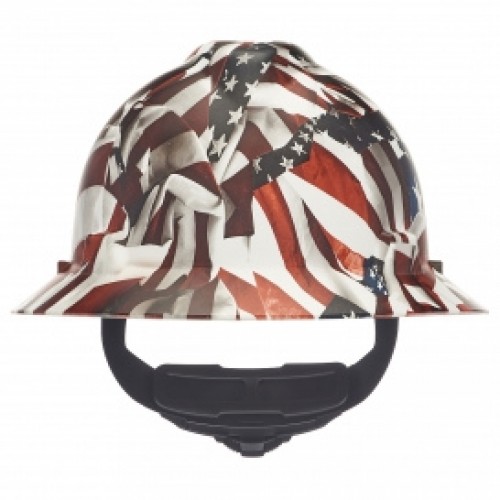 MSA 10204780 V-Gard Hydro Dip Full Brim Hard Hat with Fas-Trac Suspension - One Nation