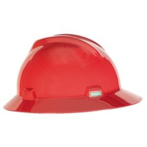 Red MSA Hat Full Brim 454736, red hard hats