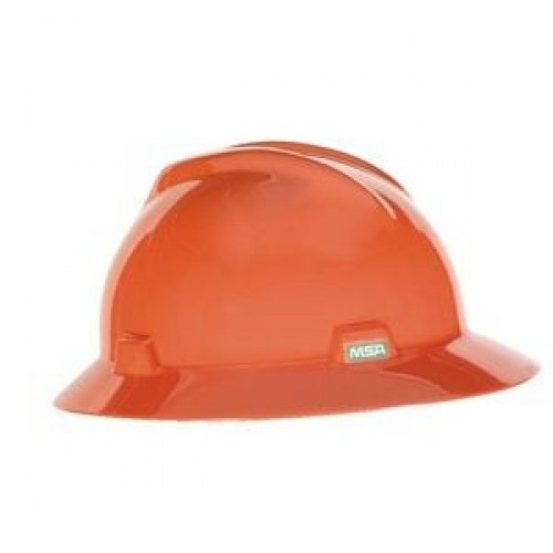 MSA Hard Hat Full Brim Orange 496075, msa hard hat ratchet suspension, full rim msa hard hat