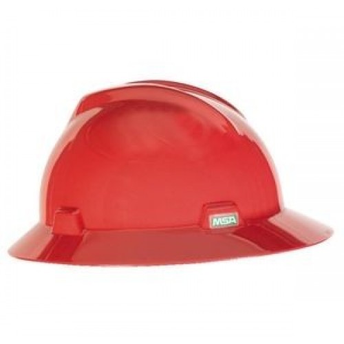 MSA Hard Hat Full Brim Red 475371, msa ratchet suspension red hard hat, msa hard hats cheap