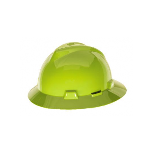 MSA 10058320 V-Gard Full Brim Hard Hat with One Touch Suspension-Hi Vis Green
