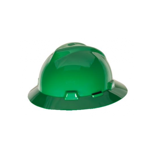 MSA 10058323 V-Gard Full Brim Hard Hat with One Touch Suspension-Green