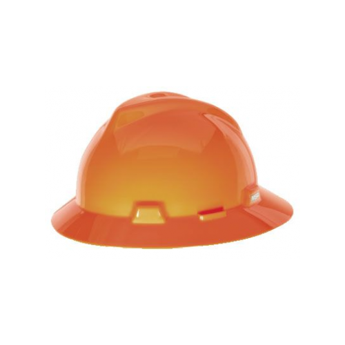 MSA 10058326 V-Gard Full Brim Hard Hat with One Touch Suspension-Orange