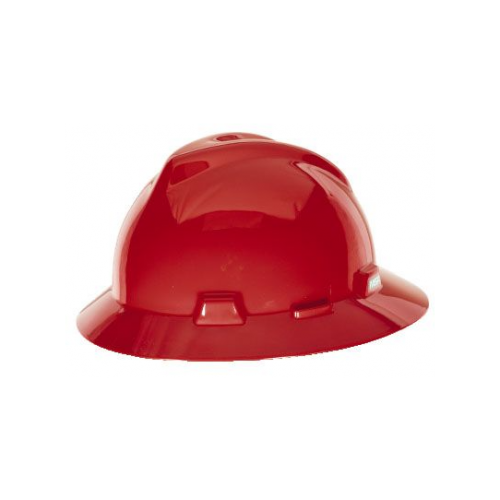 MSA 10058326 V-Gard Full Brim Hard Hat with One Touch Suspension-Red