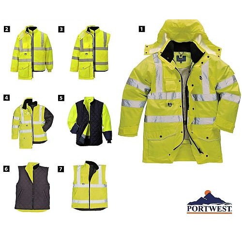 Portwest US427 Waterproof Hi Vis Versatile 7-in-1 Traffic Jacket 