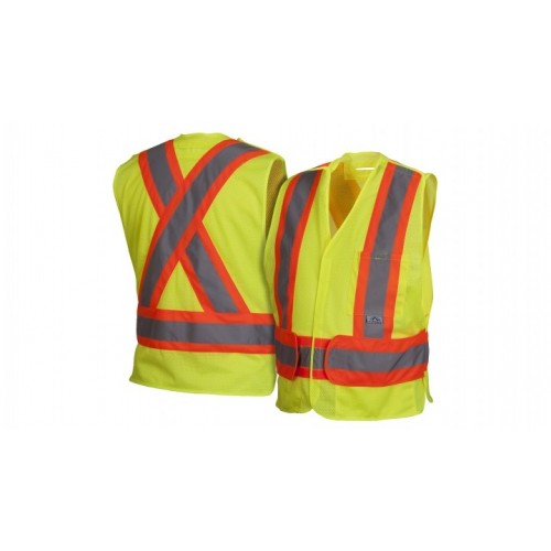 Pyramex RCA2710SE Type R - Class 2 Non FR Self Extinguishing Hi Vis Lime Safety Vest