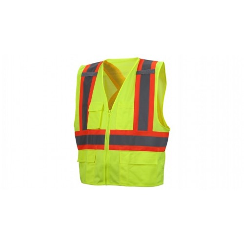 Pyramex RCZ2410 Type R - Class 2 Hi-Vis Lime Vest with Contrasting Reflective Tape