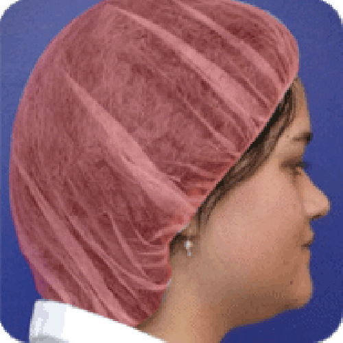 19" Polypropylene Red Bouffant Hairnets