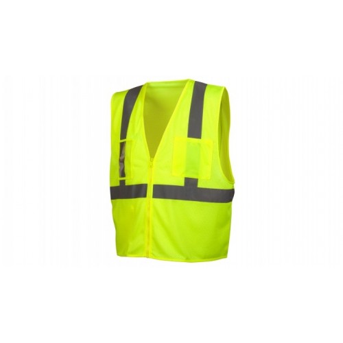 Pyramex RVZ2110CP Class 2 Economy Vest with Clear Pocket - Lime