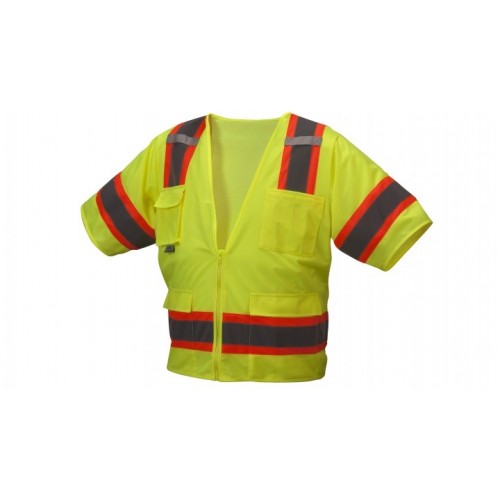 Pyramex RVZ3410 Type R - Class 3 Hi-Vis Lime Safety Vest