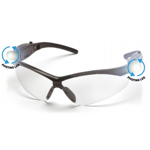 Pyramex SB6310SPLED PMXtreme Safety Glasses, Clear Lens, LED Temples