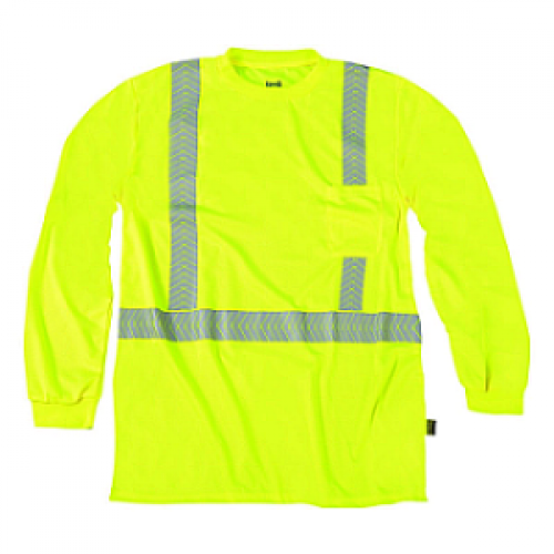 High Visibility Moisture wicking T-Shirt by Occunomix. Occunomix TLSP2B is a soft moisture wicking Long sleeve Tshirt that helps keep the wearer cool and at the same time offering UPS 25 Protection. This is a lightweight 3.8 oz Birdseye fabric that is sof