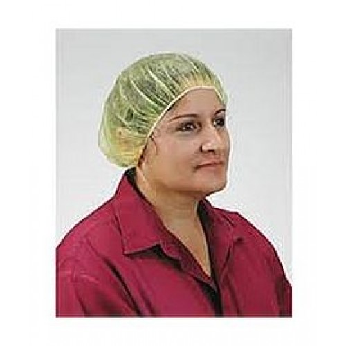 19" Polypropylene Yellow Bouffant Hairnets