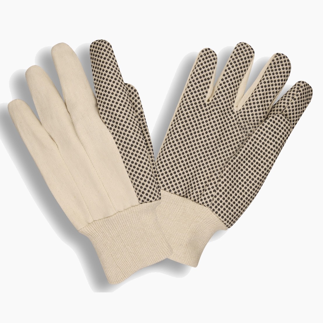 12 Pairs Large Cotton Canvas Knit Protection Work Gloves with Black PVC  Dots for Hand Grip Painter Mechanic Gardening Glove for Men Women Beige 24  Count Bulk 