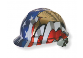 MSA 10052947 Ratchet hard Hat with US Flag and an Eagle on each side