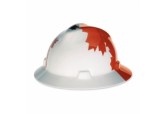 MSA 10082234 Freedom Series V-Gard Full Brim Hard Hat with with Red Maple Leaf - White