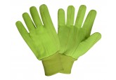 18oz 100% Cotton Hi Viz Green Double Palm Gloves (DZ)