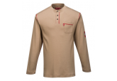 Portwest FR02 FR Long Sleeve Khaki Henley Shirt