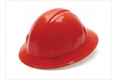 Pyramex Full Brim Red Hard Hat with Ratchet Suspension 26120