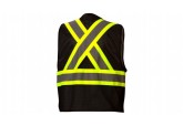 Pyramex RCZ2411 Type O - Class 1 Hi-Vis Black Vest with Contrasting Reflective Tape