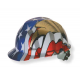 MSA 10052947 Ratchet hard Hat with US Flag and an Eagle on each side