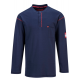 Portwest FR02 FR Long Sleeve Navy Henley Shirt