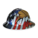 MSA 10071159 Full BrimRatchet hard Hat with US Flag and an Eagle on each side